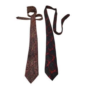 Lot Of 2 Oakton Ltd. Men’s Dress Tie Res And Blue Paisley